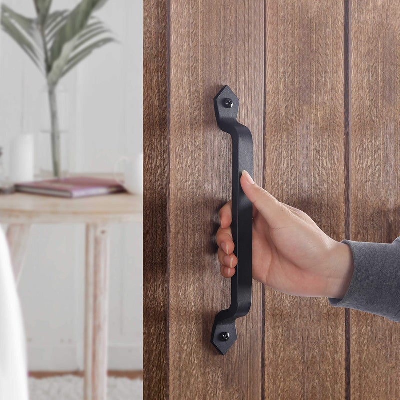 WEBI Rustic Gate Handle:11 Inch Cast Iron Sliding Barn Door Handle,Vintage Long Gate Pull Handle Fence Handle for Outdoor,Garage,Interior,Black,4 Packs - Image 4